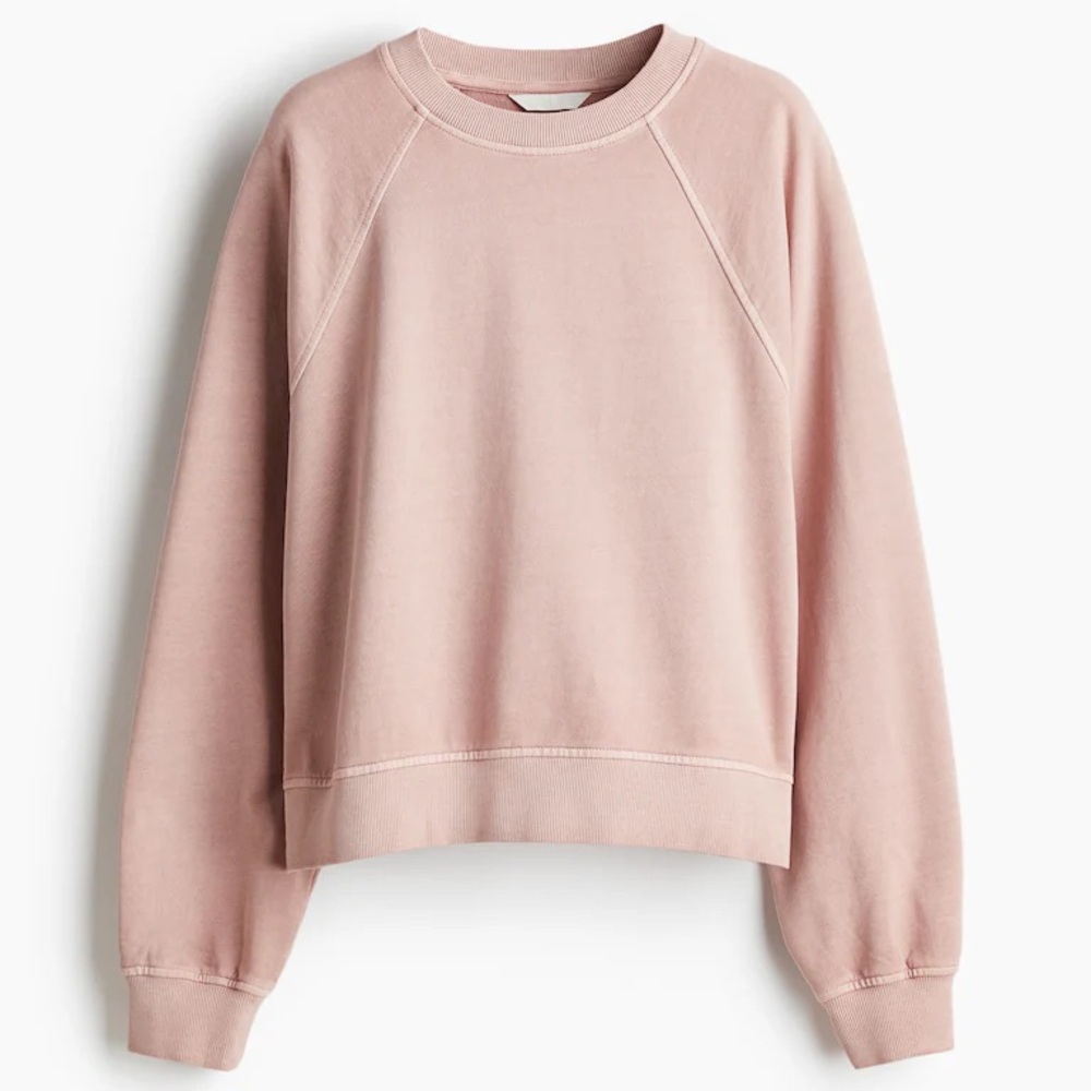 Zara Dusty Pink Fleece-Lined Crewneck Sweater